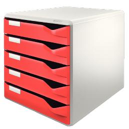 Leitz Evrak Rafı Çekmeceli Plastik 5 Lİ Kırmızı 5280 -52800025